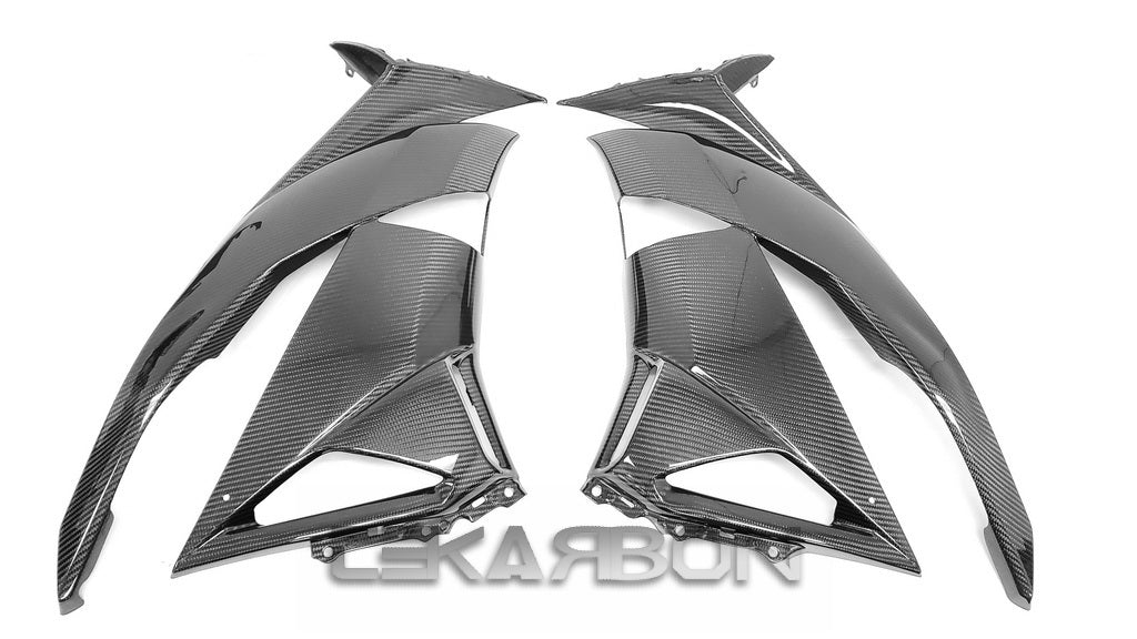 2009 - 2012 Kawasaki ZX6R Carbon Fiber Large Side Fairings